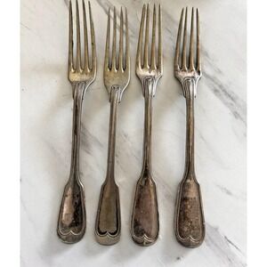 Christofle Hotel Collection Dinner Fork Silverplated France Chinon Lot of 4